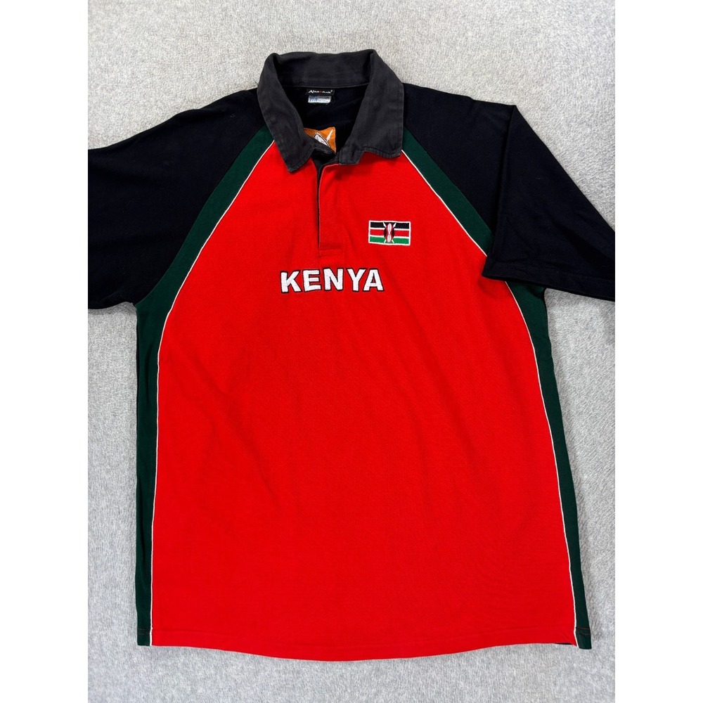 Kenya Stitched Logo Short‎ Sleeve National Team Rugby Jersey (Men's 2XL) Red